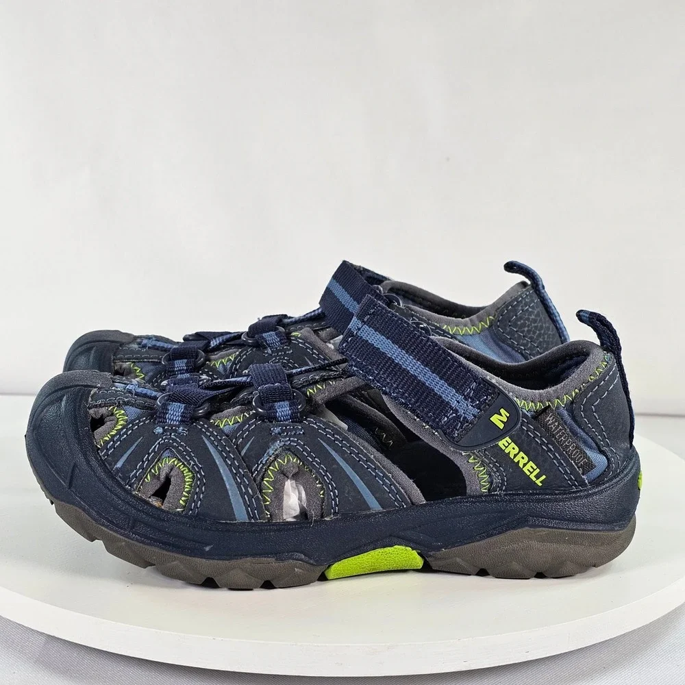 Merrell Hydro Hiker Sandal Kids 12W Navy Blue Lime Green Waterproof MC53375‎
